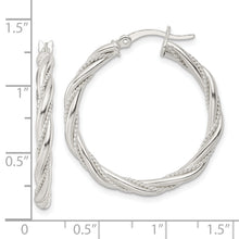 Load image into Gallery viewer, Sterling Silver Polished Twisted Rope Hoop Earrings
