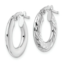 Load image into Gallery viewer, Sterling Silver Rhodium-plated 2x18mm D/C Knife-edge Tube Hoop Earrings
