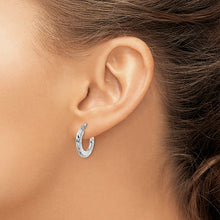 Load image into Gallery viewer, Sterling Silver Rhodium-plated 2x18mm D/C Knife-edge Tube Hoop Earrings
