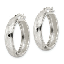 Load image into Gallery viewer, Sterling Silver Polished Greek Key Circle Hoop Earrings
