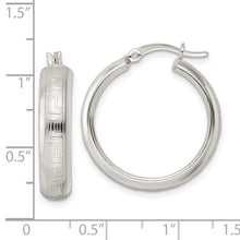 Load image into Gallery viewer, Sterling Silver Polished Greek Key Circle Hoop Earrings
