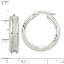 Load image into Gallery viewer, Sterling Silver Polished and Textured Circle Hoop Earrings
