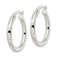 Load image into Gallery viewer, Sterling Silver Polished Diamond-cut Circle Hoop Earrings
