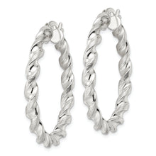 Load image into Gallery viewer, Sterling Silver Polished and Textured Twisted Circle Hoop Earrings
