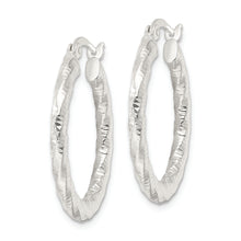 Load image into Gallery viewer, Sterling Silver Polished and Textured Twisted Hoop Earrings
