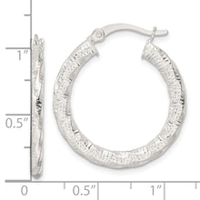Load image into Gallery viewer, Sterling Silver Polished and Textured Twisted Hoop Earrings
