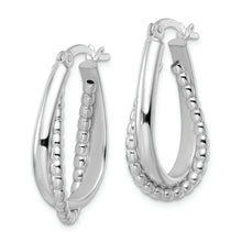 Load image into Gallery viewer, Sterling Silver Rhodium-plated Polished Double Oval Hoop Earrings
