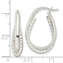 Load image into Gallery viewer, Sterling Silver Rhodium-plated Polished Double Oval Hoop Earrings
