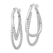 Load image into Gallery viewer, Sterling Silver Rhodium-plated Polished Double Oval Hoop Earrings
