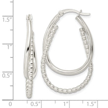 Load image into Gallery viewer, Sterling Silver Rhodium-plated Polished Double Oval Hoop Earrings

