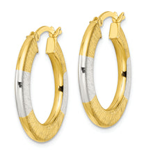 Load image into Gallery viewer, Sterling Silver and Gold-tone Brushed Flat Circle Hoop Earrings
