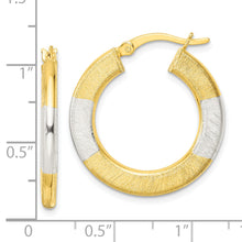 Load image into Gallery viewer, Sterling Silver and Gold-tone Brushed Flat Circle Hoop Earrings
