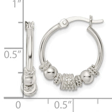 Load image into Gallery viewer, Sterling Silver Polished Beaded Circle Hoop Earrings
