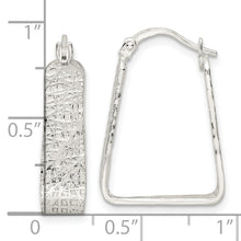 Load image into Gallery viewer, Sterling Silver Rhod-pltd Polished/Textured 5.5mm Square Hoop Earrings
