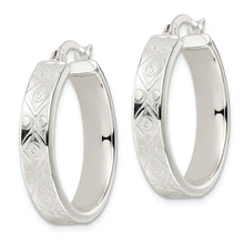 Load image into Gallery viewer, Sterling Silver Polished Geometric Design 5.25mm Round Hoop Earrings
