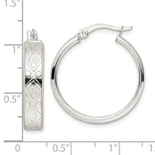 Load image into Gallery viewer, Sterling Silver Polished Geometric Design 5.25mm Round Hoop Earrings
