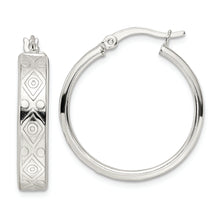 Load image into Gallery viewer, Sterling Silver Polished Geometric Design 5.25mm Round Hoop Earrings
