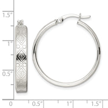Load image into Gallery viewer, Sterling Silver Polished Geometric Design 5.25mm Round Hoop Earrings
