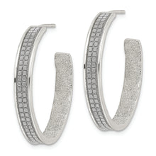 Load image into Gallery viewer, Sterling Silver 4.5x30mm Fabric Glitter Hoop Post Earrings
