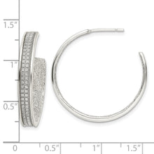 Load image into Gallery viewer, Sterling Silver 4.5x30mm Fabric Glitter Hoop Post Earrings
