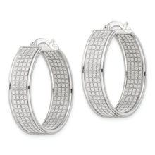 Load image into Gallery viewer, Sterling Silver Polished Fabric Glitter 6.85mm Round Hoop Earrings
