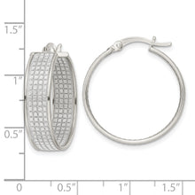 Load image into Gallery viewer, Sterling Silver Polished Fabric Glitter 6.85mm Round Hoop Earrings
