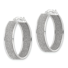 Load image into Gallery viewer, Sterling Silver Polished Fabric Glitter 6.85mm Round Hoop Earrings

