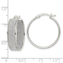 Load image into Gallery viewer, Sterling Silver Polished Fabric Glitter 6.85mm Round Hoop Earrings
