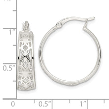 Load image into Gallery viewer, Sterling Silver Polished Cut-out Floral Round Hoop Earrings
