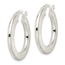 Load image into Gallery viewer, Sterling Silver Flat Brushed 2.5mm Round Hoop Earrings
