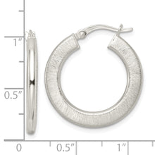 Load image into Gallery viewer, Sterling Silver Flat Brushed 2.5mm Round Hoop Earrings
