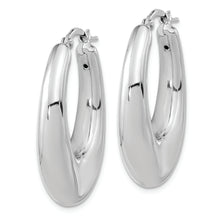 Load image into Gallery viewer, Sterling Silve Rhodium-plated Polished Hollow Oval Hoop Earrings
