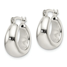 Load image into Gallery viewer, Sterling Silver Polished &amp; Tapered Round Hoop Earrings
