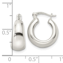 Load image into Gallery viewer, Sterling Silver Polished &amp; Tapered Round Hoop Earrings
