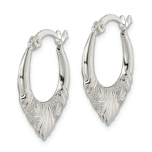 Load image into Gallery viewer, Sterling Silver Polished &amp; Lasered D/C Scalloped Hoop Earrings
