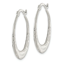 Load image into Gallery viewer, Sterling Silver Polished &amp; Textured Knife Edge Round Hoop Earrings
