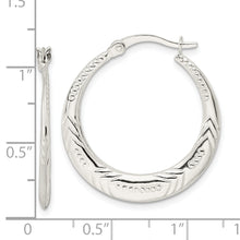 Load image into Gallery viewer, Sterling Silver Polished &amp; Textured Knife Edge Round Hoop Earrings
