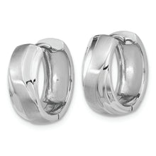Load image into Gallery viewer, Sterling Silver Rhodium-plated Polished &amp; Satin Wavy Hinged Hoop Earrings
