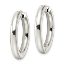 Load image into Gallery viewer, Sterling Silver Polished 3.5x25mm Hinged Tube Hoop Earrings
