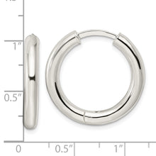 Load image into Gallery viewer, Sterling Silver Polished 3.5x25mm Hinged Tube Hoop Earrings
