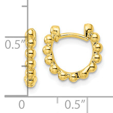 Load image into Gallery viewer, Sterling Silver Gold-tone Polished Beaded Hoop Earrings
