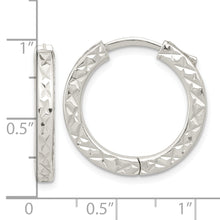 Load image into Gallery viewer, Sterling Silver Polished D/C Square Tube Locking Hoop Earrings
