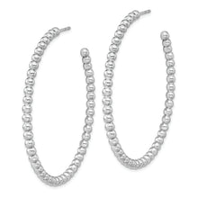 Load image into Gallery viewer, Sterling Silver Rhodium-plated Polished Beaded Hoop Post Earrings
