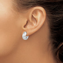 Load image into Gallery viewer, Sterling Silver Polished Rhodium-plated Hollow Post J Hoop Earrings
