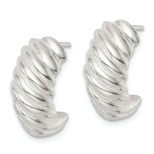 Load image into Gallery viewer, Sterling Silver Polished Hollow J Hoop Post Earrings
