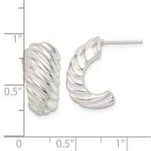 Load image into Gallery viewer, Sterling Silver Polished Hollow J Hoop Post Earrings
