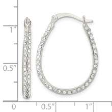 Load image into Gallery viewer, Sterling Silver CZ Oval Hoop Earrings
