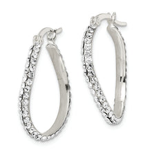 Load image into Gallery viewer, Sterling Silver CZ Oval Hoop Earrings

