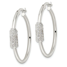 Load image into Gallery viewer, Sterling Silver Polished and CZ Circle Hoop Earrings
