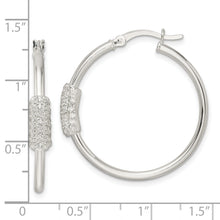Load image into Gallery viewer, Sterling Silver Polished and CZ Circle Hoop Earrings
